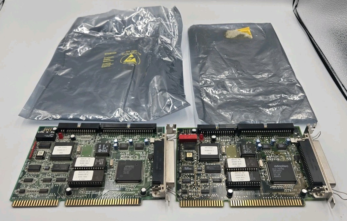 Lot of 2 Adaptec AHA-1542CF ISA SCSI Host Adapter Cards 50-Pin Excellent Untest