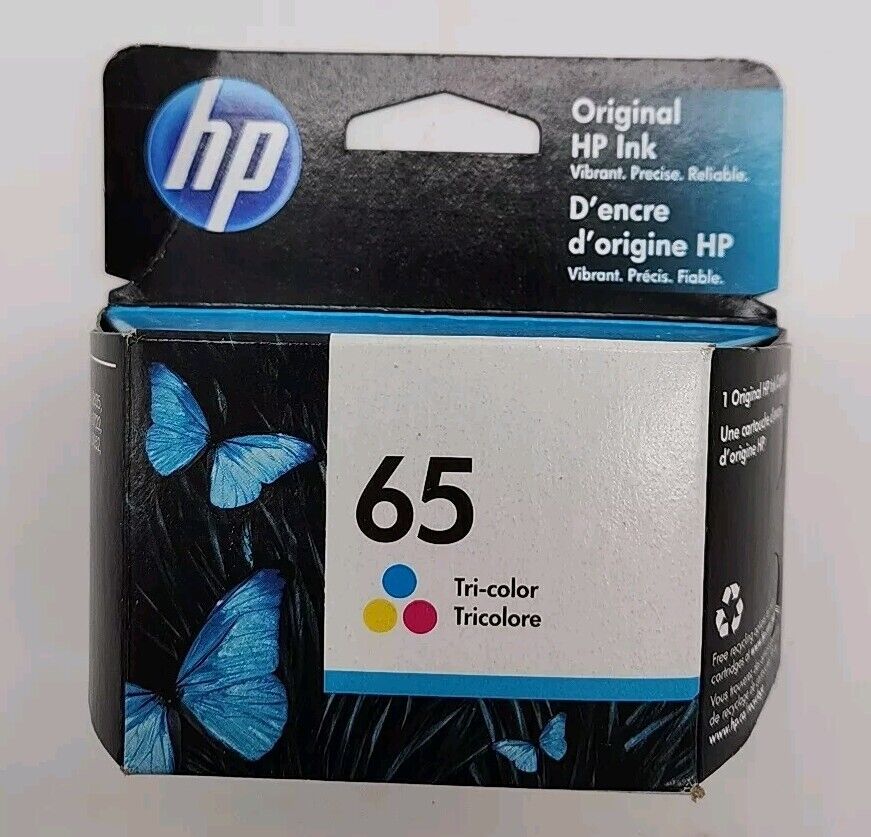Genuine HP 65 Tri Color Ink Cartridge Exp 2020 New In Original Packaging