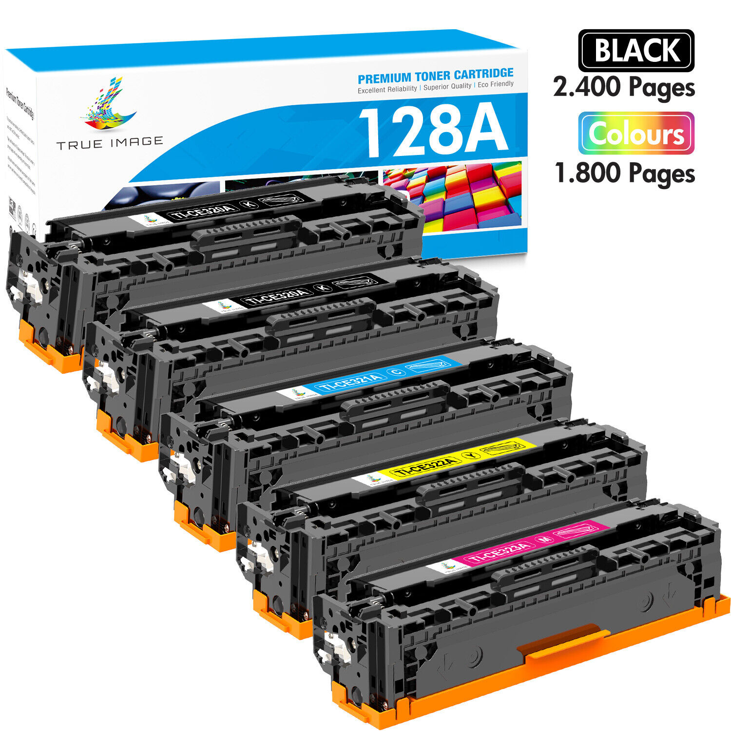 5 Pack Color CE320A Toner Cartridge For HP 128A LaserJet Pro CP1525nw CM1415fnw