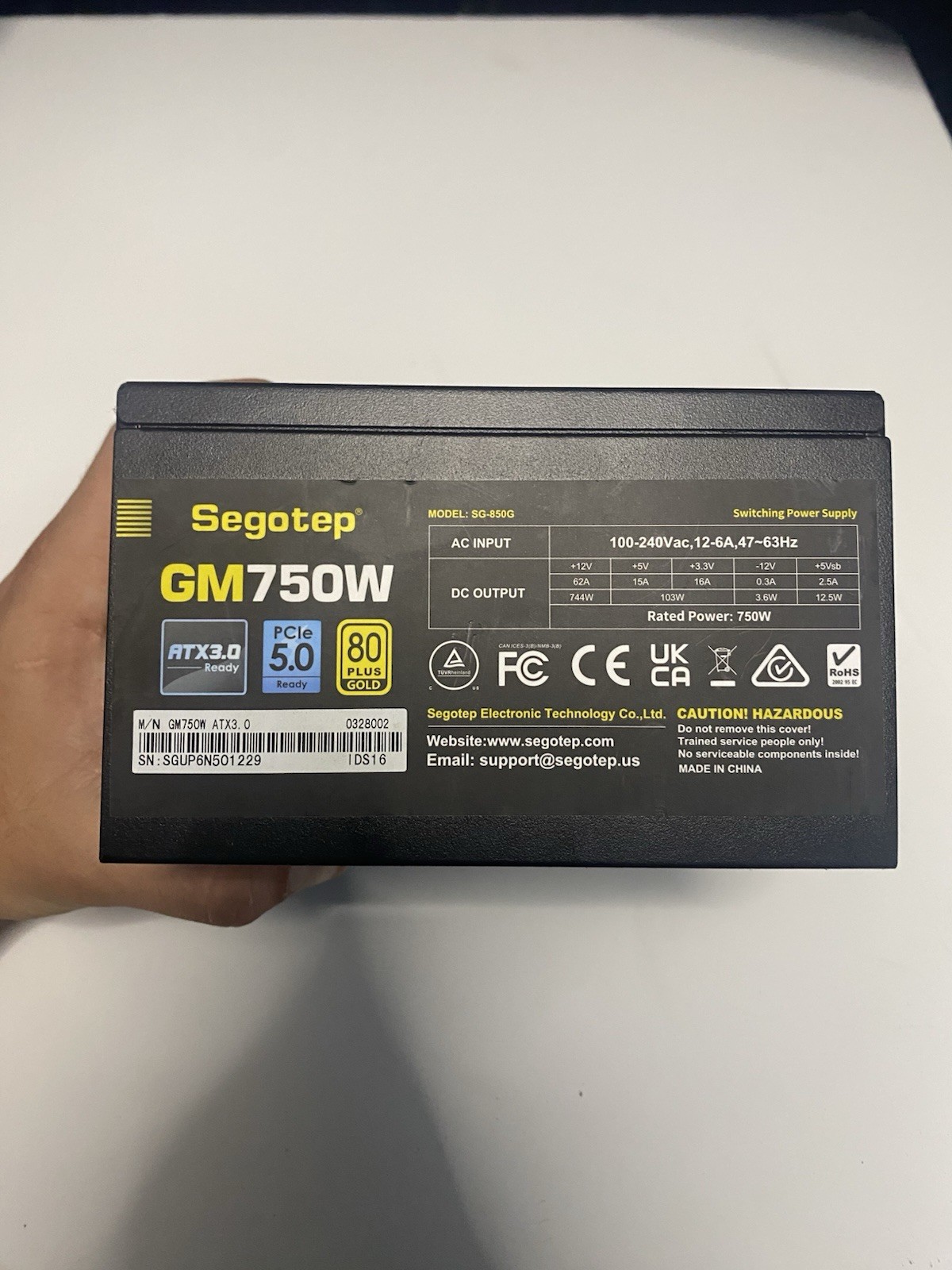 Segotep 750W 80+ Gold ATX 3.0 Power Supply, PCIe 5.0 Ready, Fully Modular