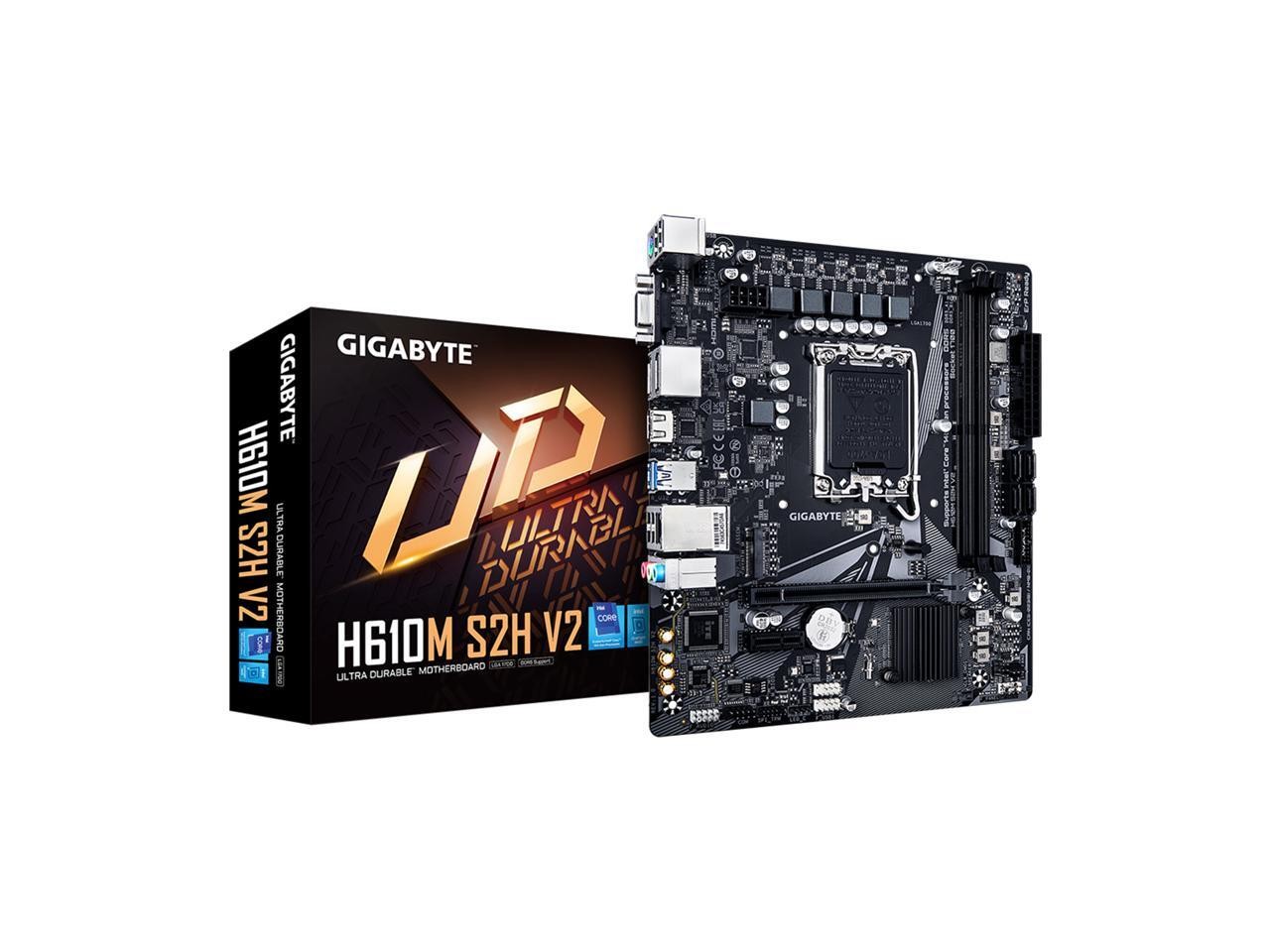 GIGABYTE H610M S2H V2 Motherboard, Supports 14th/13th/12th Gen Intel Core