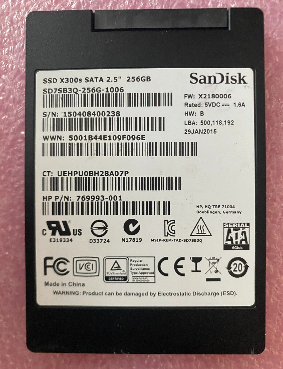 SanDisk X300s 256GB SATA 2.5" SD7SB3Q-256G-1006 769993-001 Solid State Drive