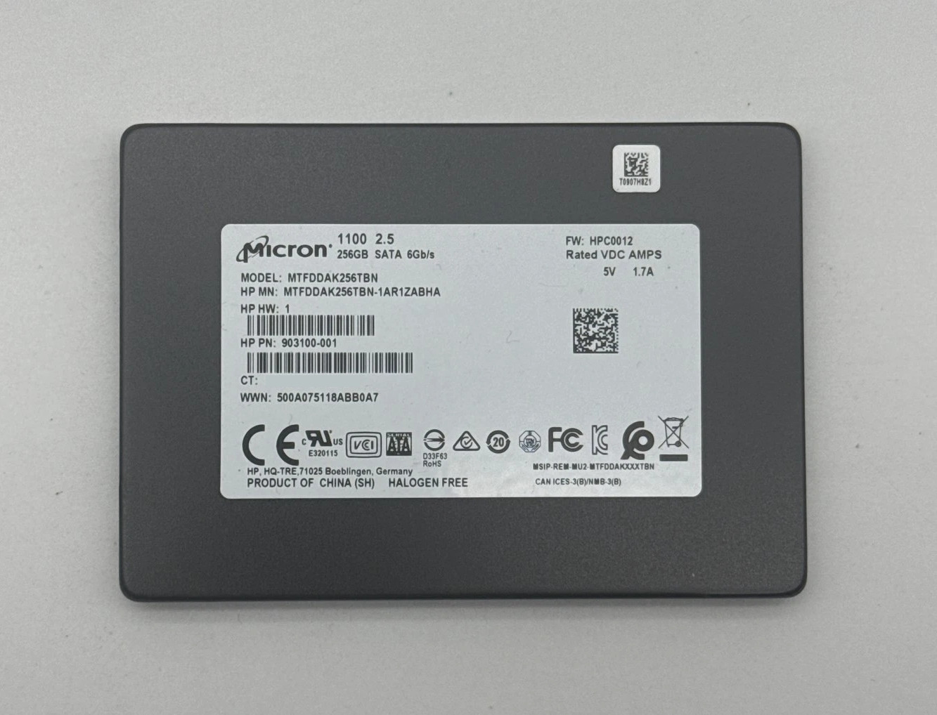 MICRON 1100 2.5" 256GB SATA III 3D NAND Internal SSD MTFDDAK256TBN HP 903100-001