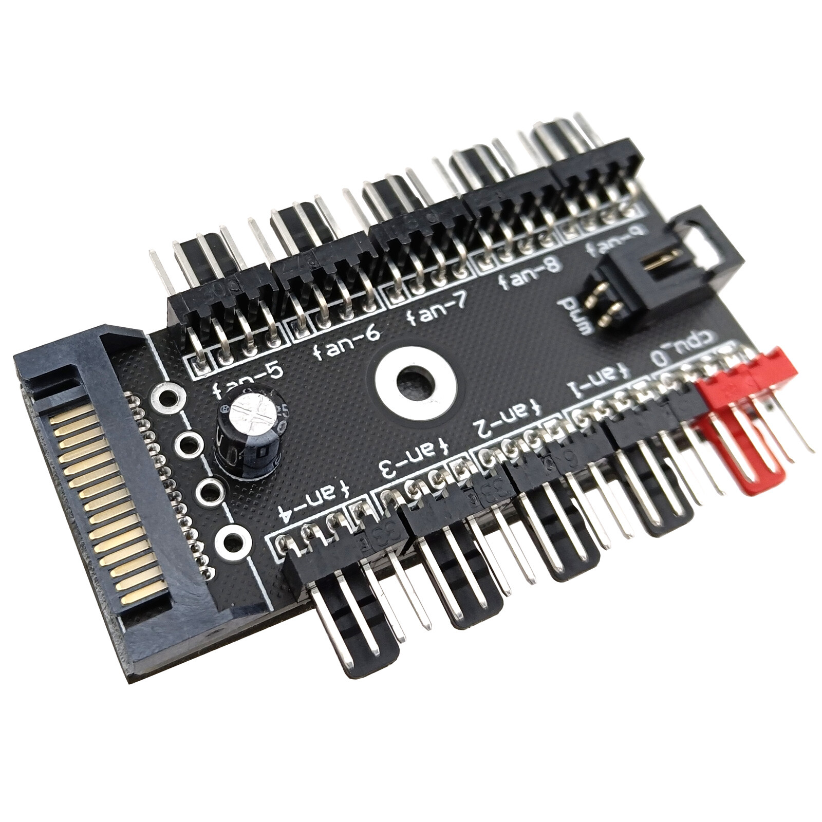 PWM Fan Hub 1 to 10 4Pin Splitter SATA Powered PC CPU Case Cooling Controller