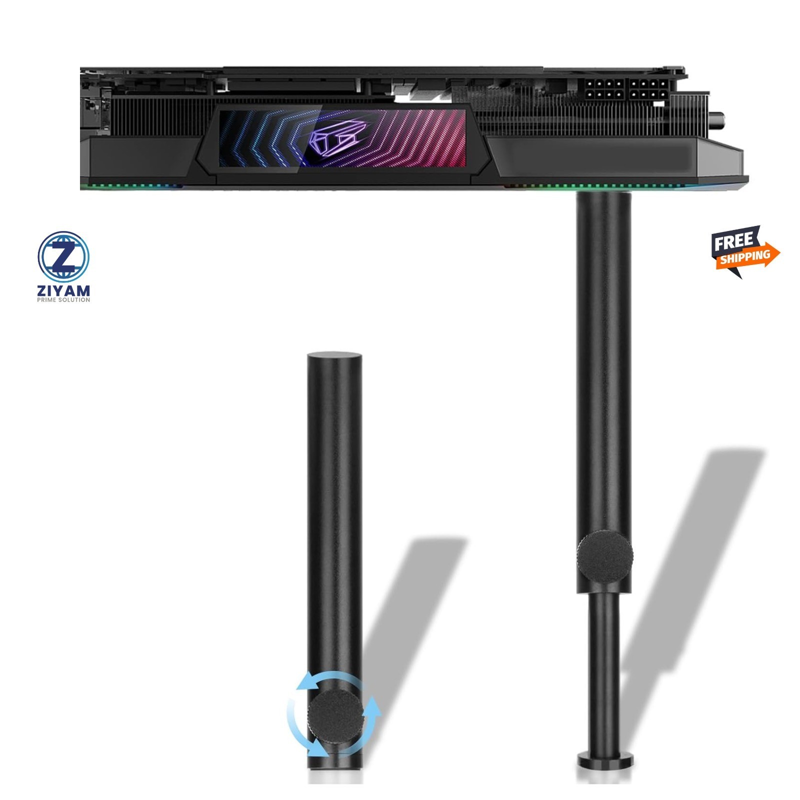 Tall GPU Support Bracket Adjustable 4.5-8.2" Anti Sag Holder Metal Stand Black