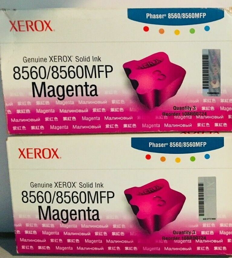 2 Boxes Factory Sealed GENUINE XEROX 108R00724 Magenta Inks 8560 (6 Inks)