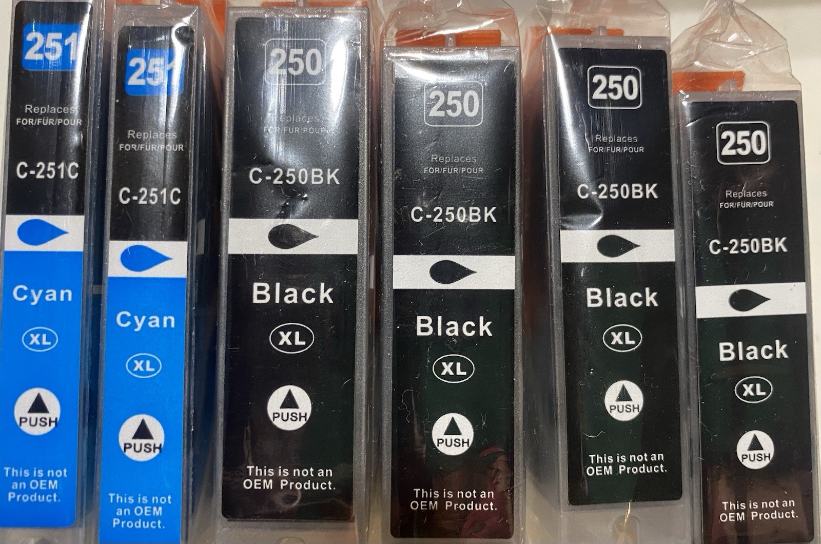 4 C-250XL Black And 2 C-251XL Cyan Ink Cartridges for Canon Pixma MG5620 MG5520