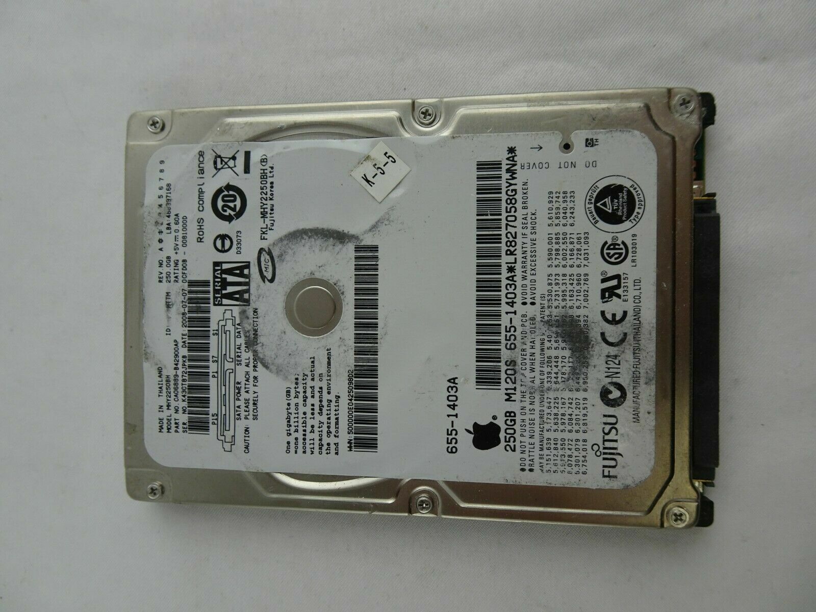 Apple 250GB Hard Drive Genuine Fujitsu 655-1403A
