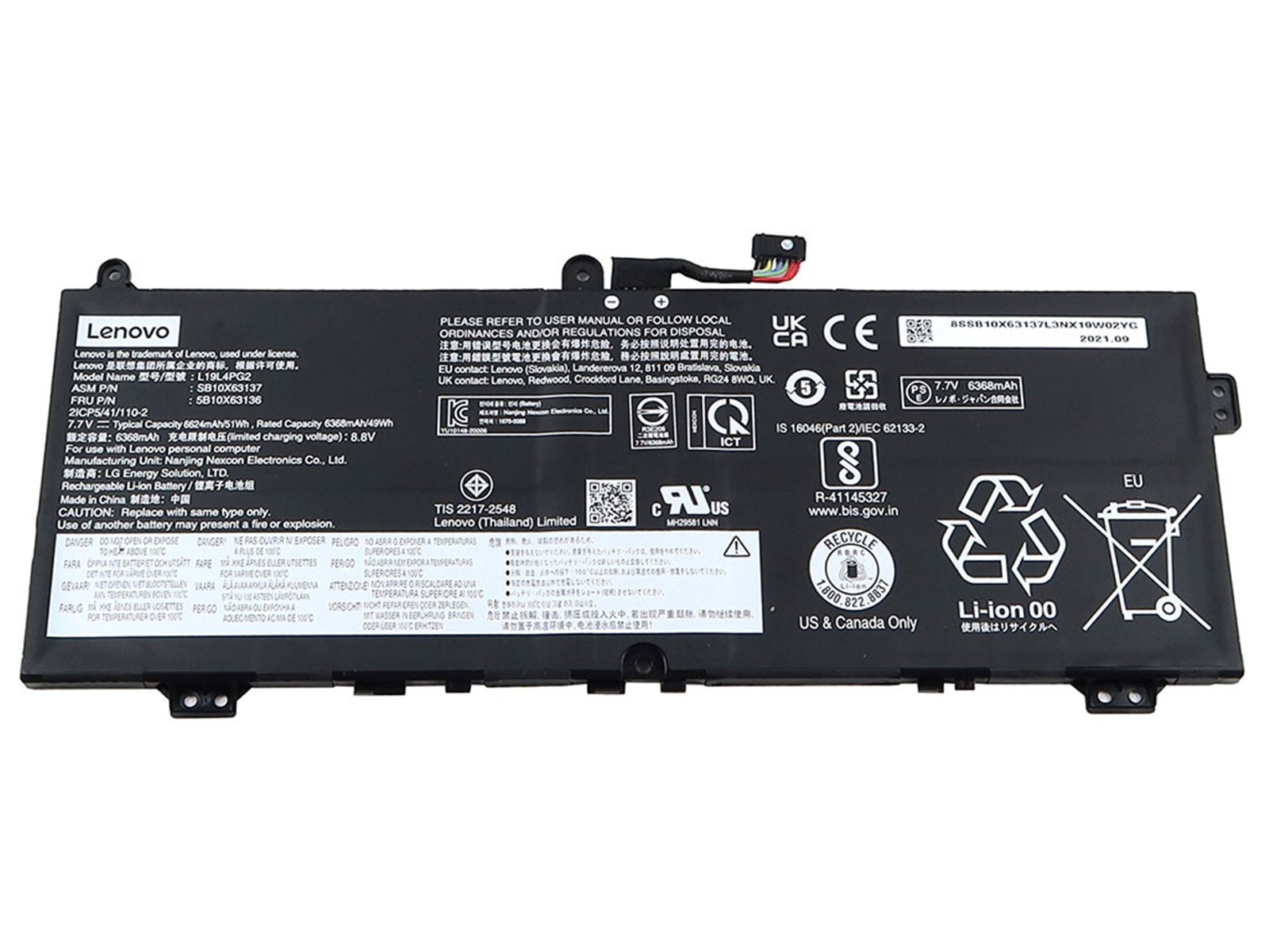 GENUINE LENOVO CHROME-14ITL6 13ITL6 7.7V 49WH 6368MAH 4-CELL BATTERY 5B10X63136