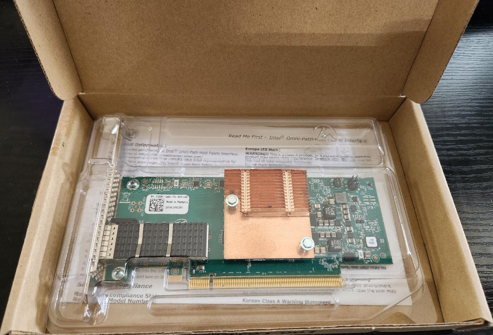 Dell Omni-Path 100 Single-Port 100GbE QSFP28 PCIe x16 High Profile HBA 1VCRR