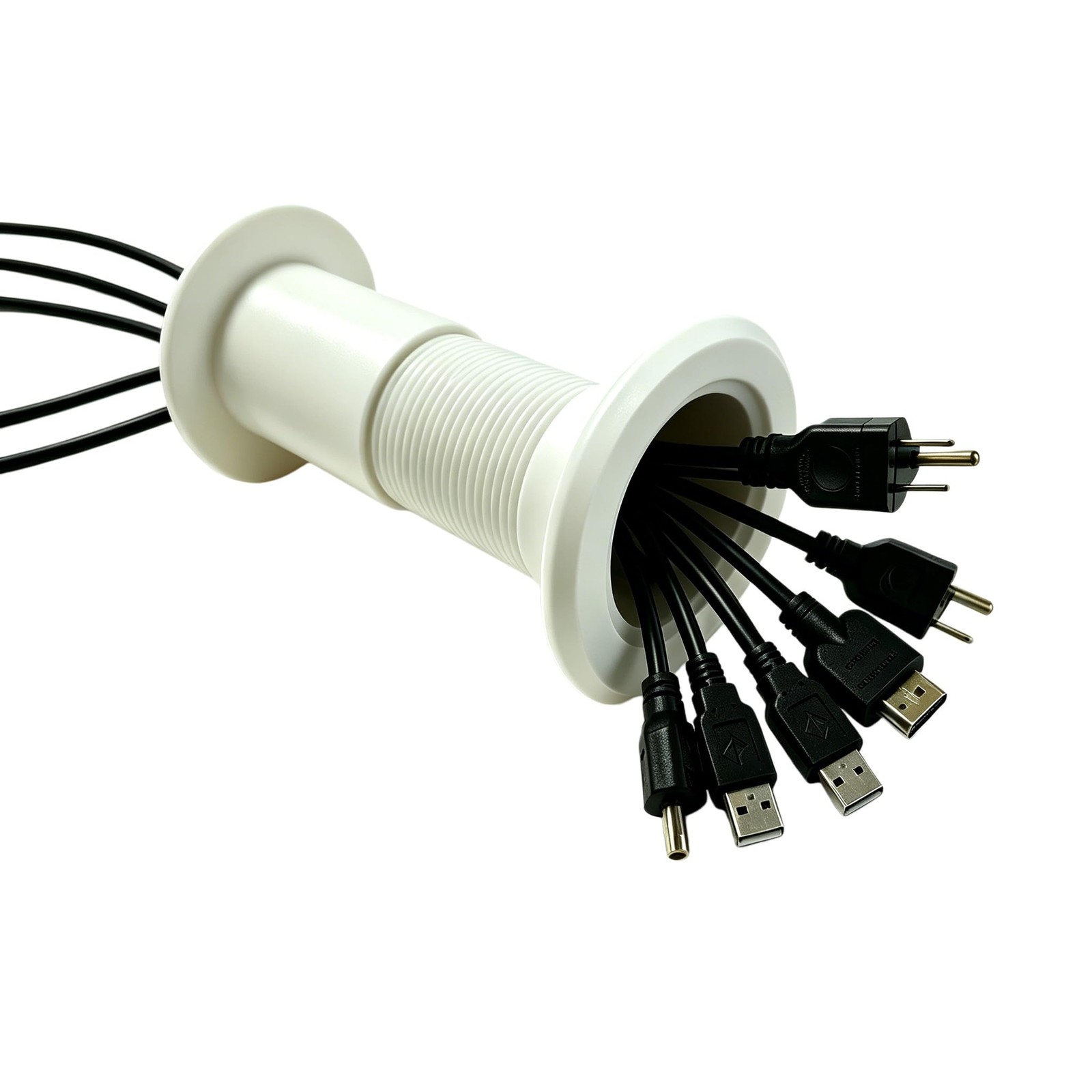 Cable Pass Through Wall Port 3.54" - 5.91" Wall Thickness (White) - Pass Cabl...