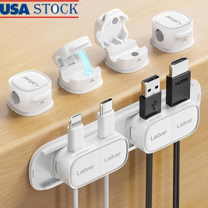 Magnetic Cable Clips Organizer USB HDMI Charging Wires & Cords Management