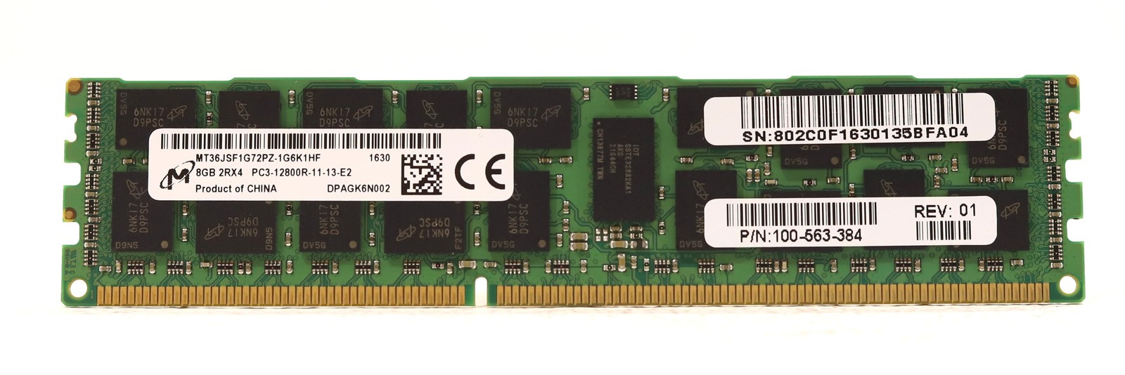 Micron 8GB 2Rx4 PC3-12800R-11-13-E2 ECC REG Server RAM P/N:MT36JSF1G72PZ-1G6K1HF
