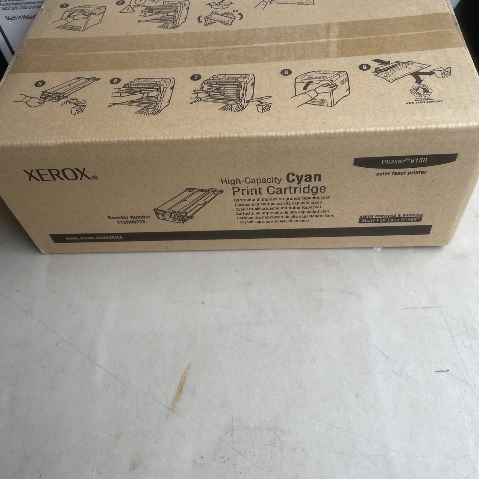 Genuine Sealed Xerox 113R00723 High Capacity Cyan Toner for Phaser 6180