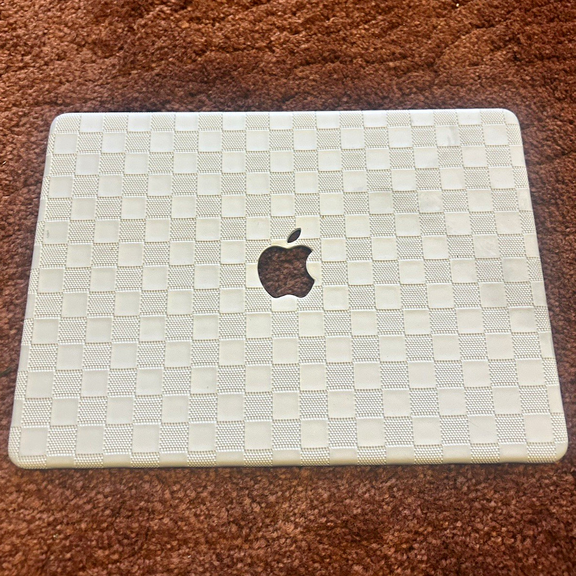 Apple MacBook Hard Case Shell, Checkered White/Clear Rigid Plastic