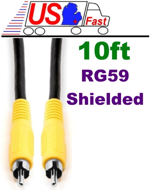 10ft Single RCA RG59 Security Camera Video/SPDIF Digital Audio Cable/Cord/Wire