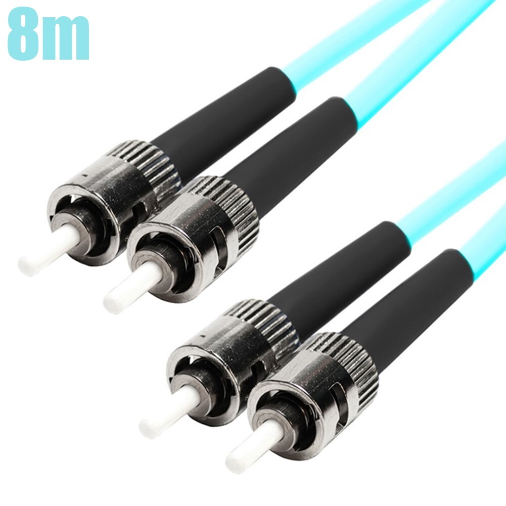8M ST-ST UL Duplex MultiMode 3mm 50/125 Fiber Optic Optical Cable OFNR OM4 Aqua
