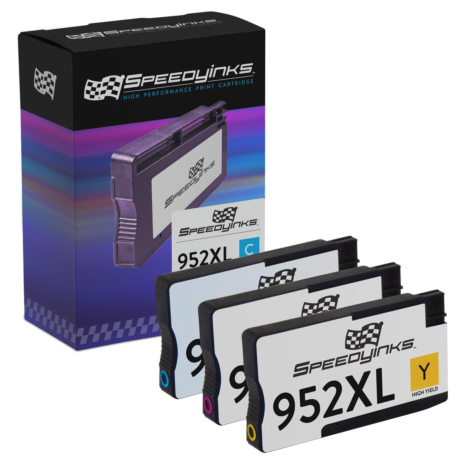 SPEEDYINKS 3PK Replacement for HP 952XL Ink Cartridges Cyan Magenta Yellow