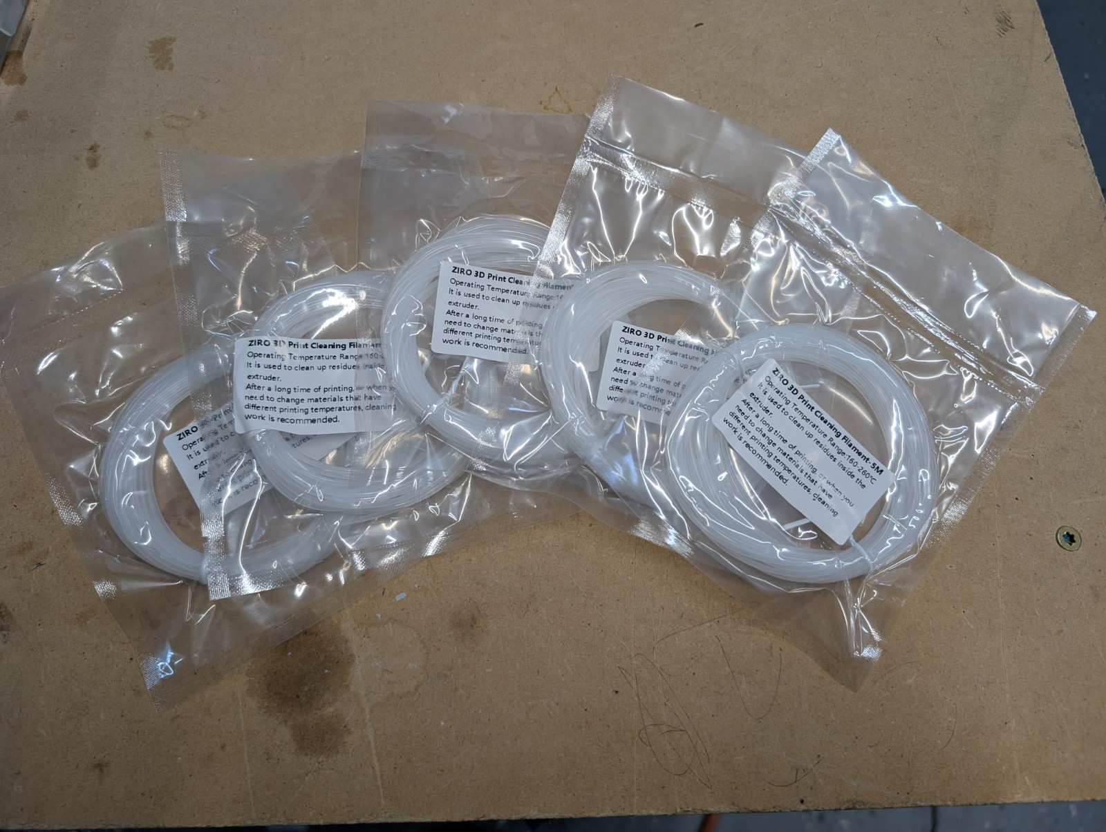 5-Pack of 3D Printer Cleaning Filament - 5M