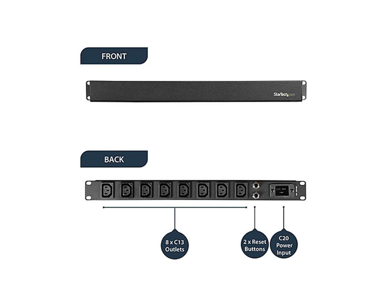 StarTech PDU08C13H 8-Port Rack-Mount PDU with C13 Outlets - 10 ft. Power Cord