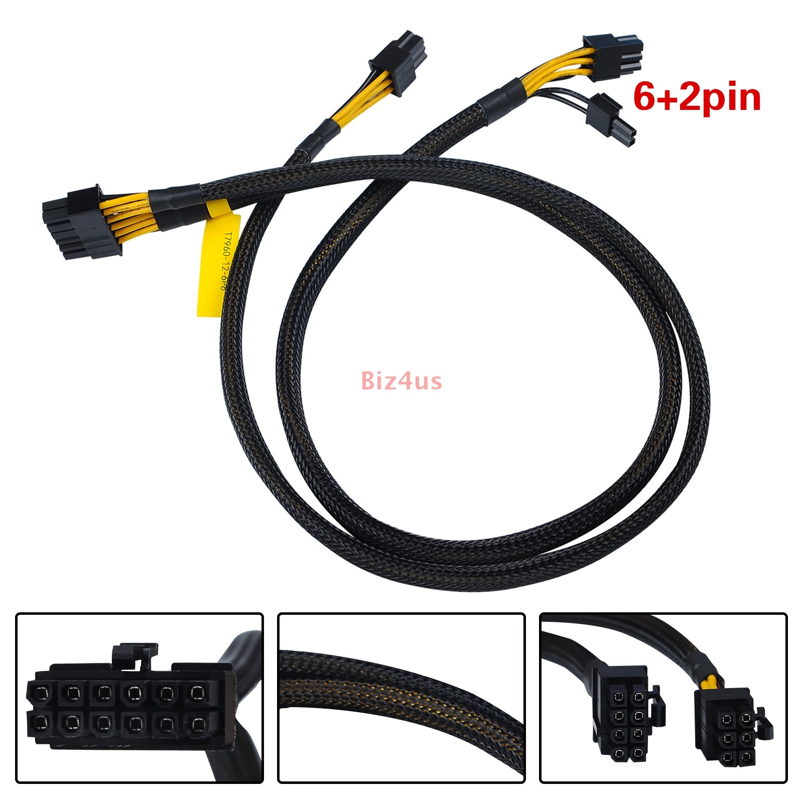 12pin to 6pin+8pin PCI-E GPU Power Adapter Cable for DELL Precision T7960 60cm