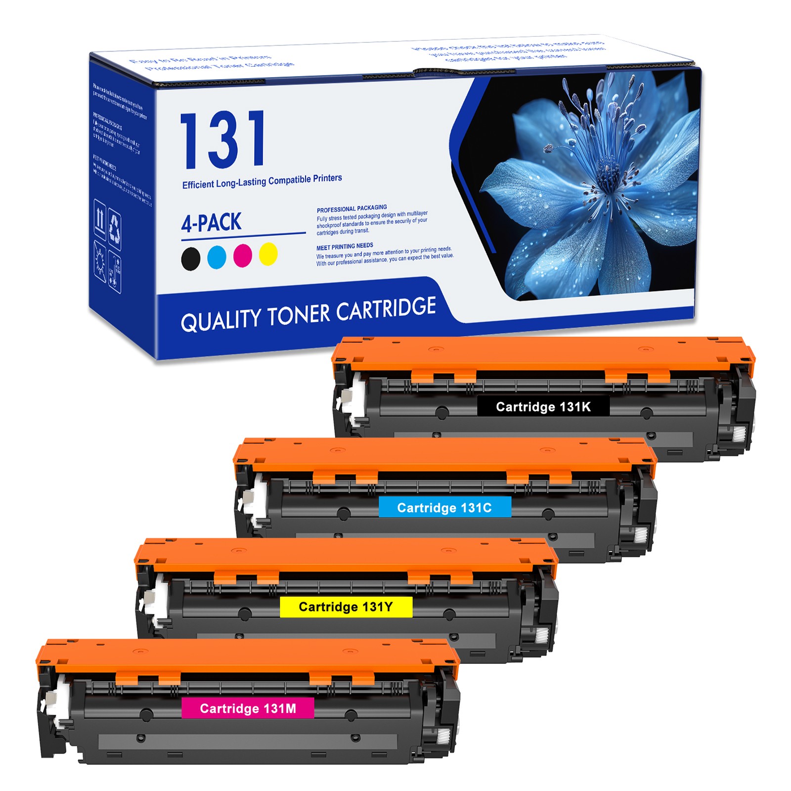 4 PK CRG131 131 Toner (BCMY) For Canon 131 ImageCLASS LBP7110Cw MF624Cw MF628Cw