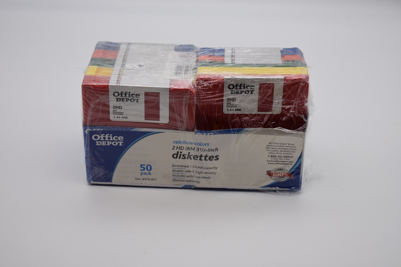 New office Depot 43 pack rainbow color 2HD IBM 3.5 DISKETTES 1.44 MB each disc 