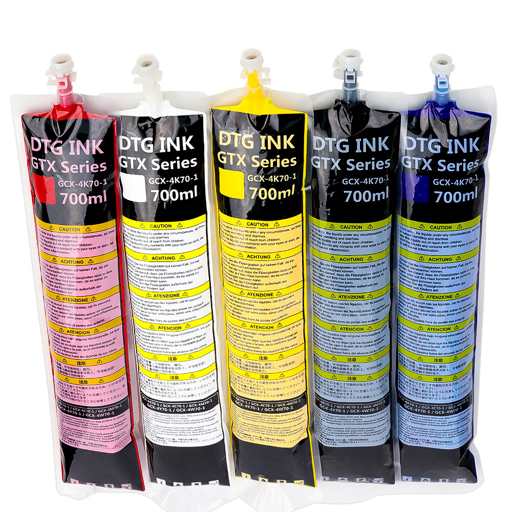 5PC 700ml T-Shirt Printing ink bag for Brother-GTX Pro  White Ink DTG Printers