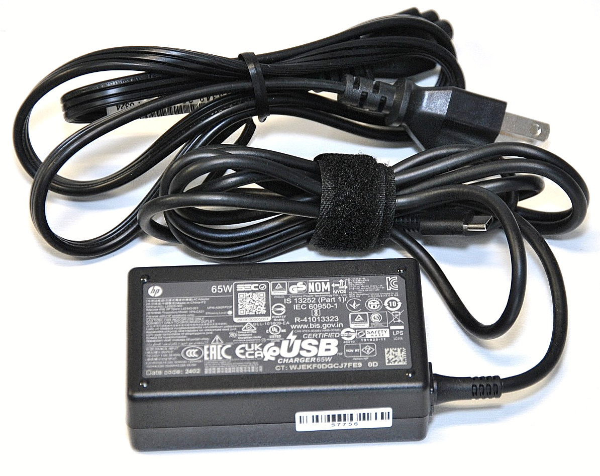 L67440-001, L65505-002, HP 65W AC ADAPTER, nPFC, USB-C 1.8, 20V, 3.5A (57756) A