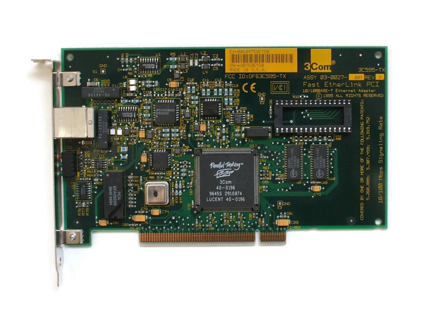 Ethernet PCI, ASSY 03-0027-001 F, 10/100BASE-T