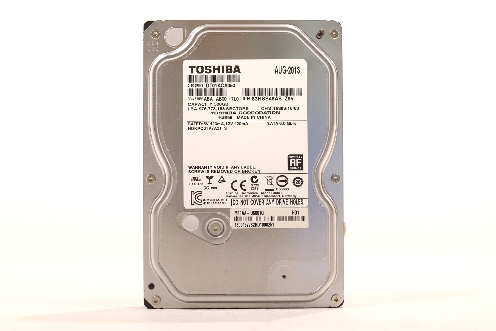 Toshiba DT01ACA050 500GB 3.5" 6Gb/s 32MB 7.2K RPM SATA HDD P/N: HDKPC01A7A01