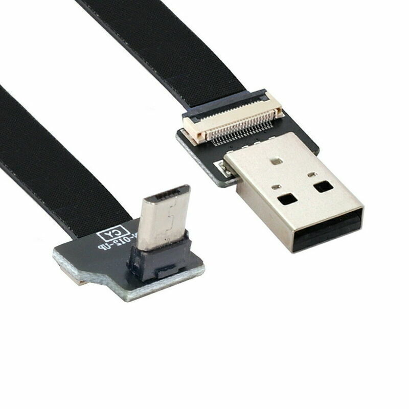 Cablecc Up Angled USB 2.0 Type-A Male to Micro USB 5Pin Male Data Flat FPC Cable