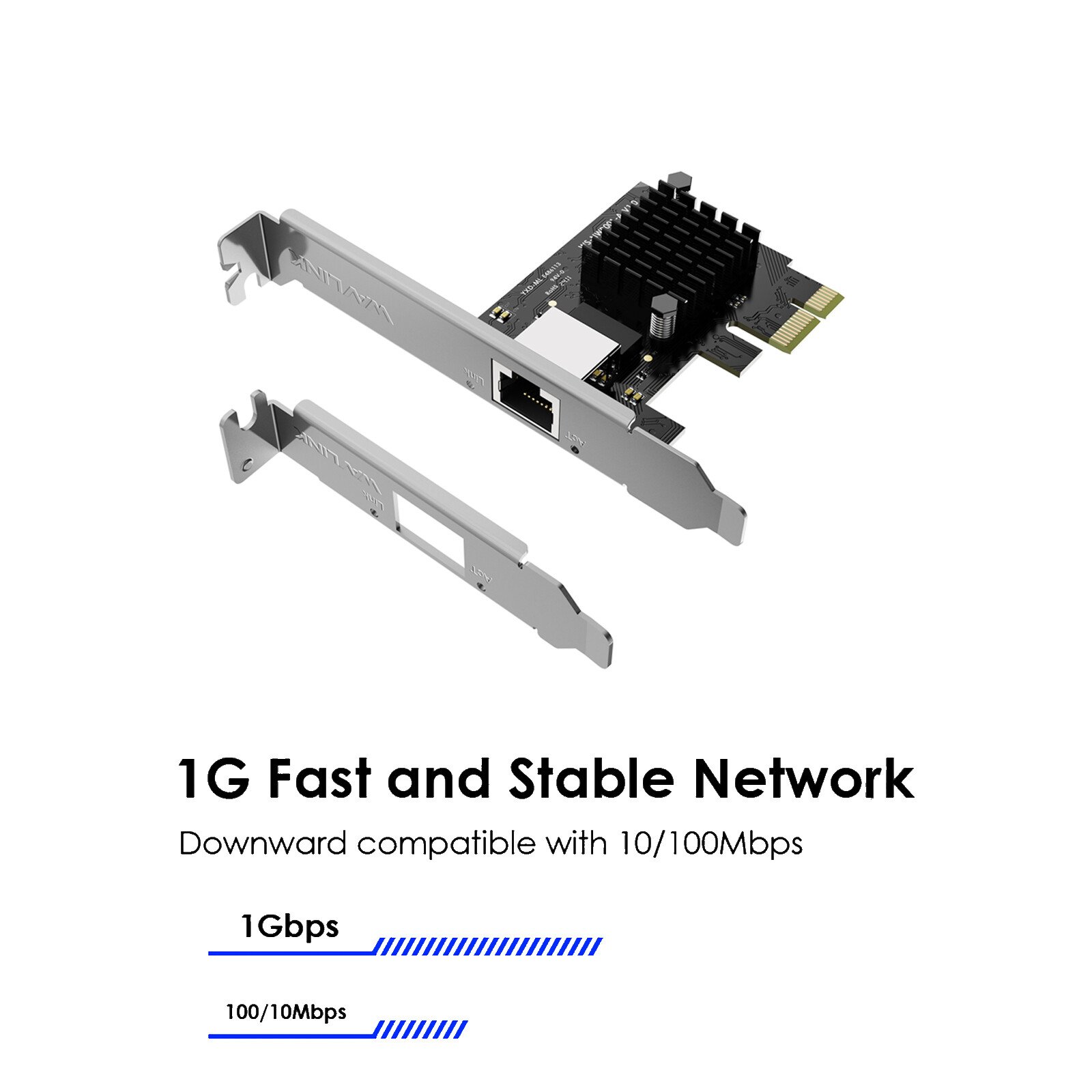 WAVLINK 1G/2.5G/5G/10G PCIe NIC - RTL/AQC Chips Low Profile Win/Linux