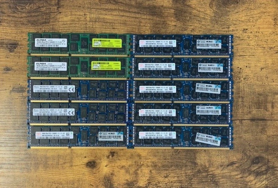 [ BULK LOT OF 10 ] 16GB 2Rx4 DDR3-1600 PC3-12800 RDIMM ECC Server Memory RAM