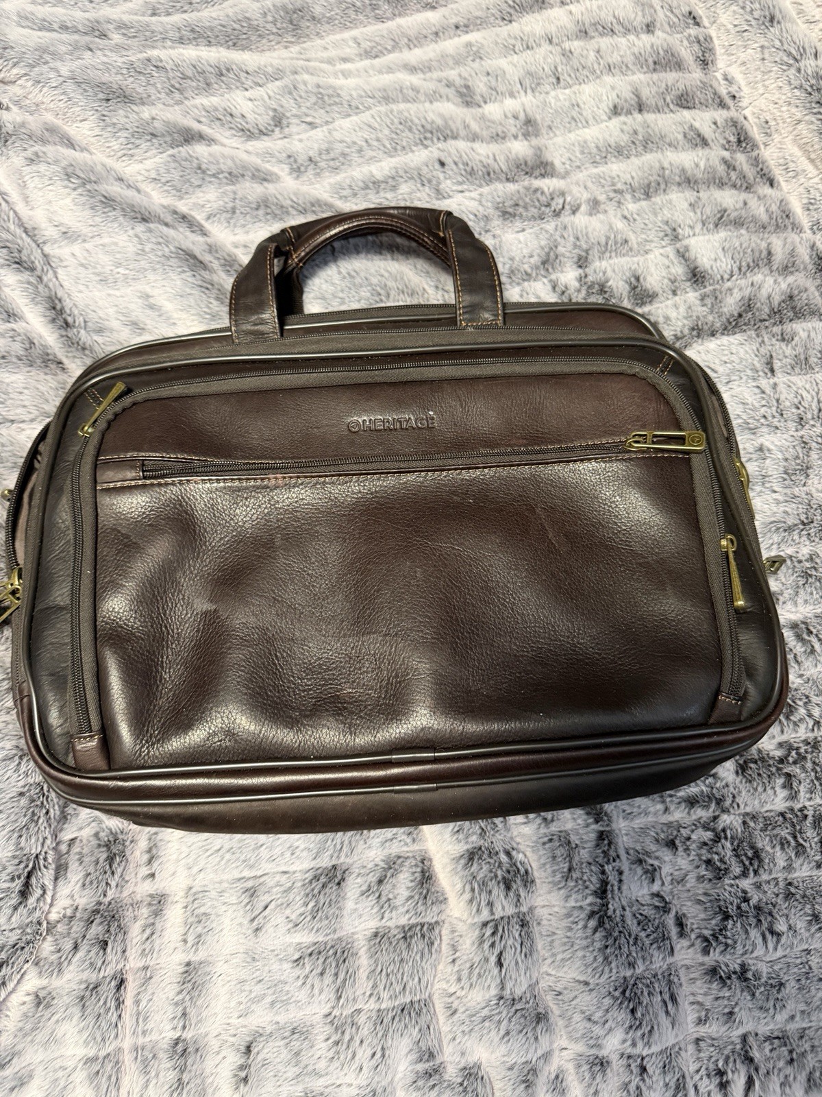 Genuine Leather Dark Brown Briefcase Laptop Messenger Bag Heritage
