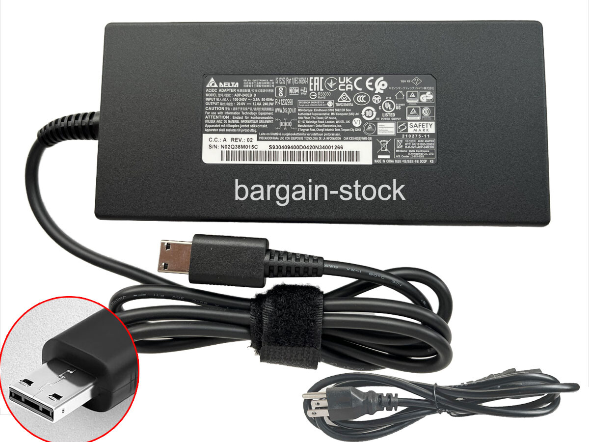 Delta 20V 240W AC Adapter Charger For MSI Stealth GS77 12UHS-083US ADP-240EB D