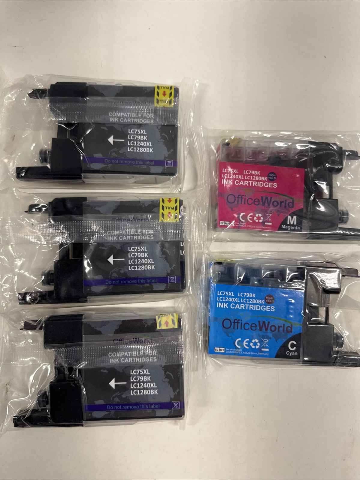 OfficeWorld Ink Cartridges LC75XL LC79BK LC1240XL LC1280BK Compatible 5 Pack