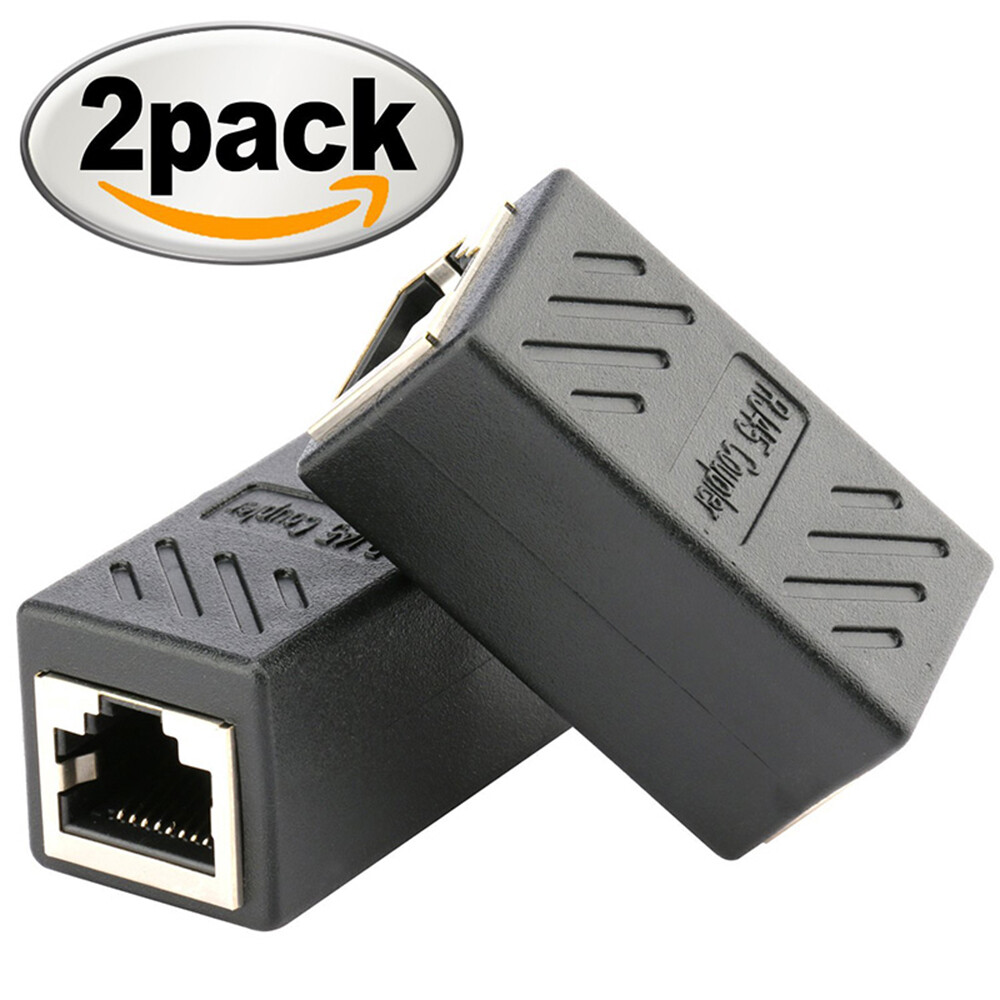 2PCS RJ45 Connector Cat7/6/5e Ethernet Adapter Network Extender Extension Cable 