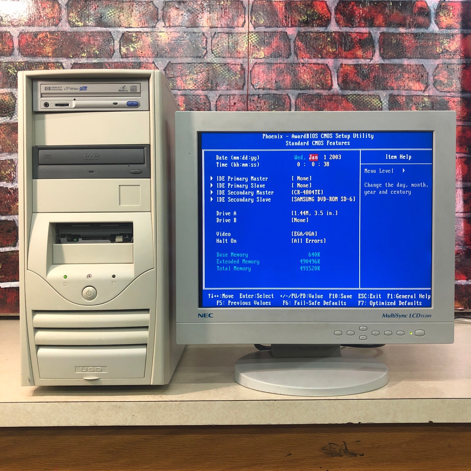Classic Custom Beige ATX Retro Gaming PC 490MB RAM Works Great No HDD