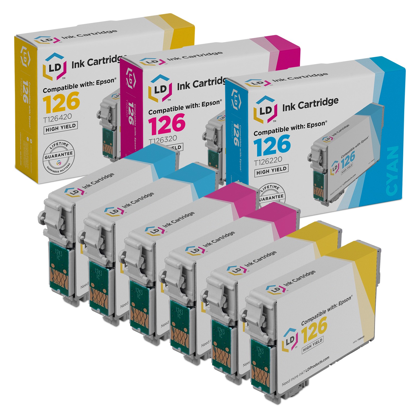 LD 6PK Replacements for Epson 127 Ink Cartridges 2 T127220 2 T127320 2 T127420