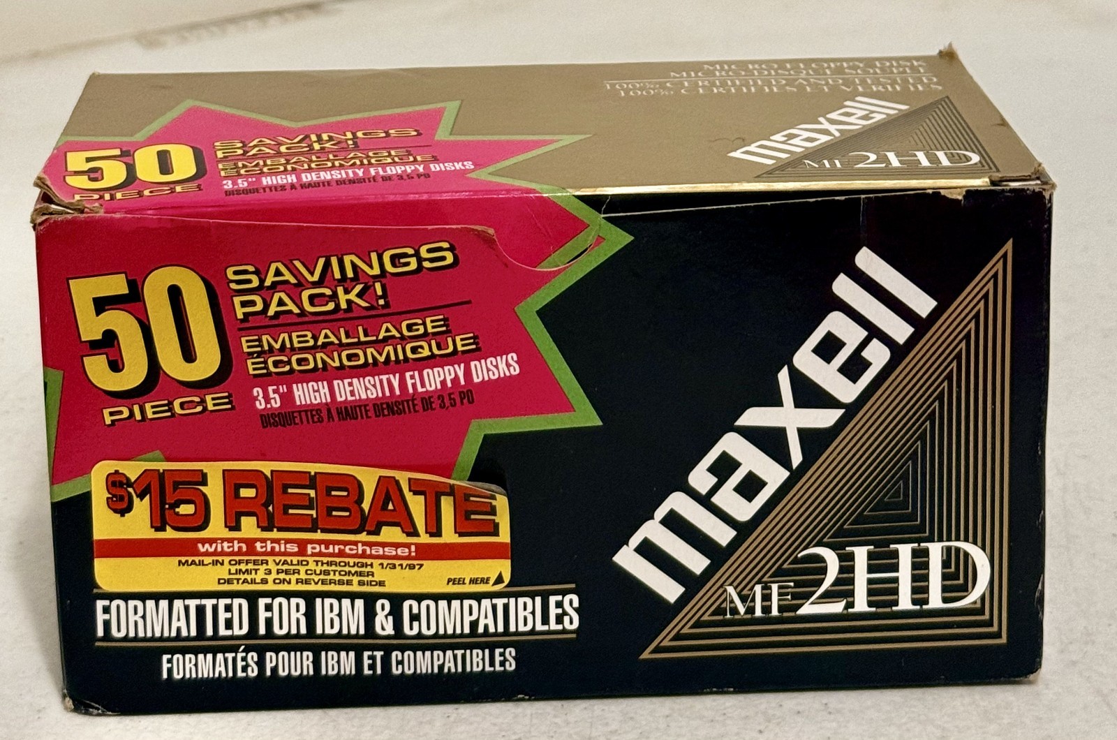 Maxell MF2HD 3.5 Floppy 50-Pack NEW