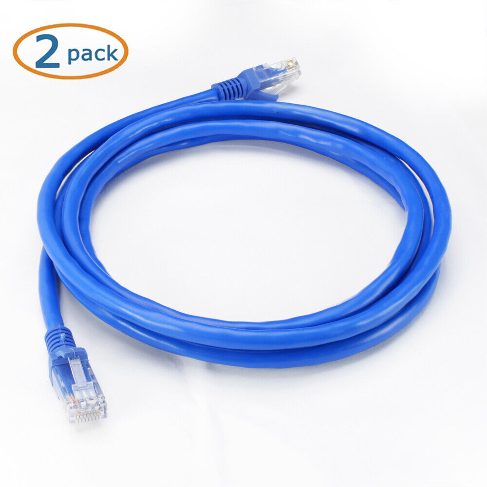 2-Pack Snagless Short&Long Cat6 Ethernet Cable 6ft 10ft 25ft 50ft 75ft 100ft lot