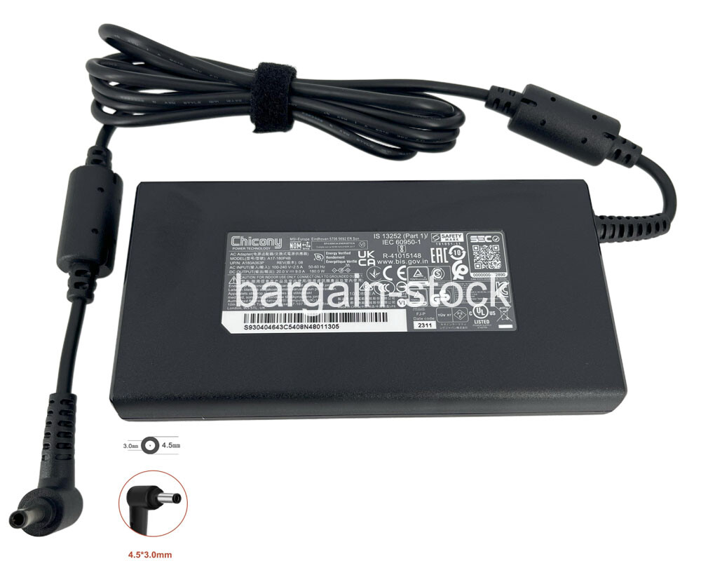 Original Chicony 180W AC Adapter Charger For MSI Crosshair 17 A11UEK-066 4.5mm
