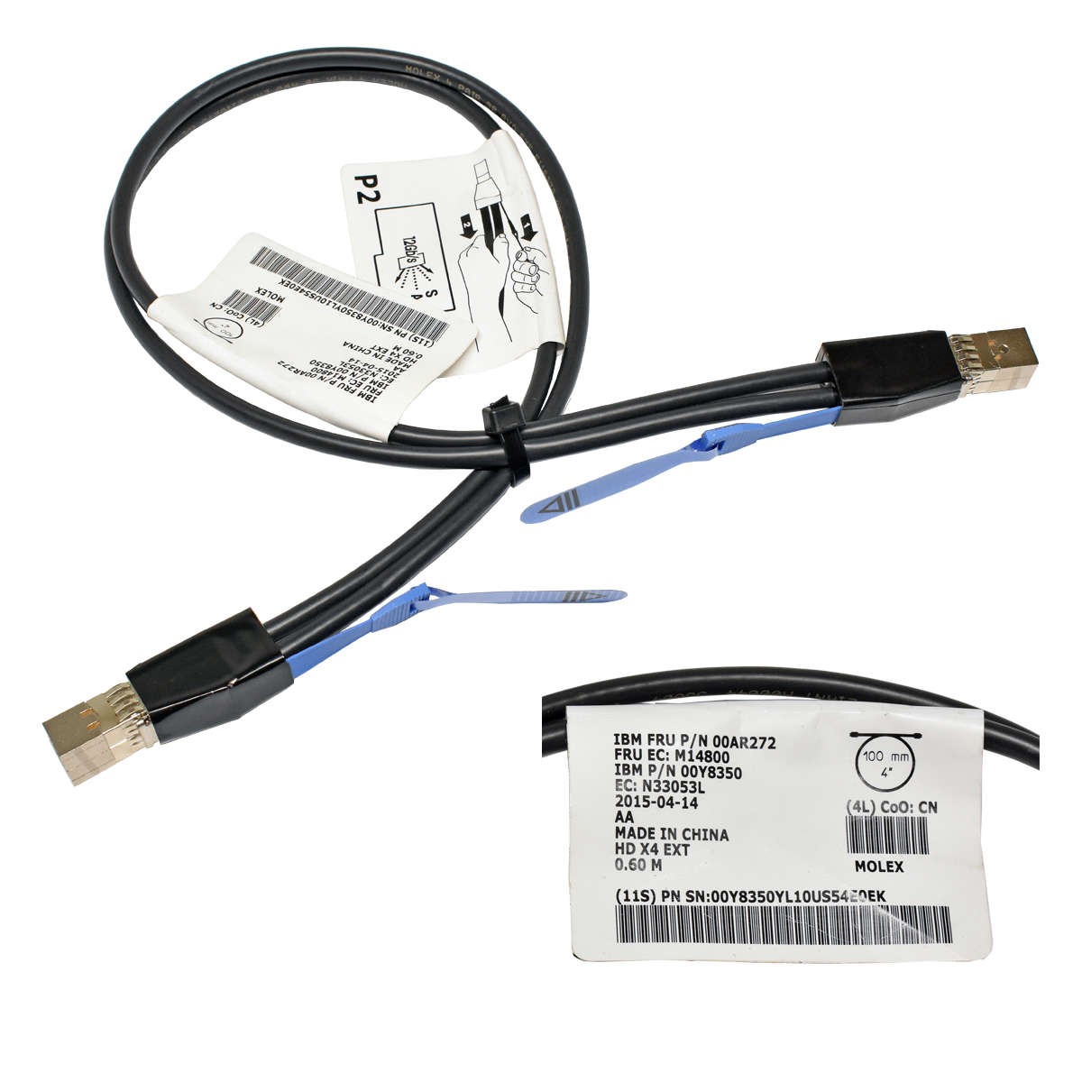 Data Cable 0.6m IBM 12G Mini SAS HD Lead 00AR272 00Y8350 SFF-8644 - SFF-8644