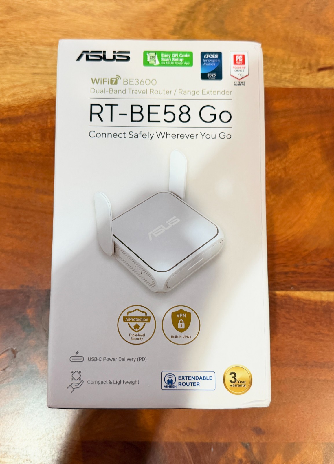 New ASUS BE3600 Dual Band WiFi 7 RT-BE58 Go Portable Travel Router and Extender