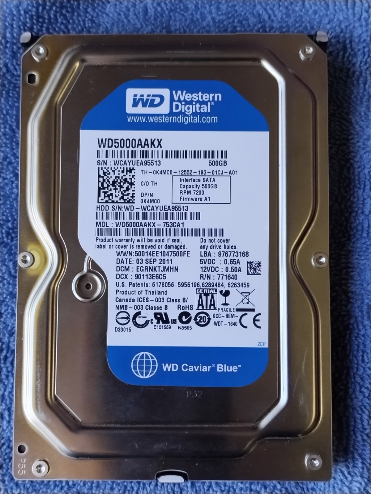 Western Digital 500GB 7200RPM SATA 3.5" Hard Drive [Model# WD5000AAKX-753CA1]