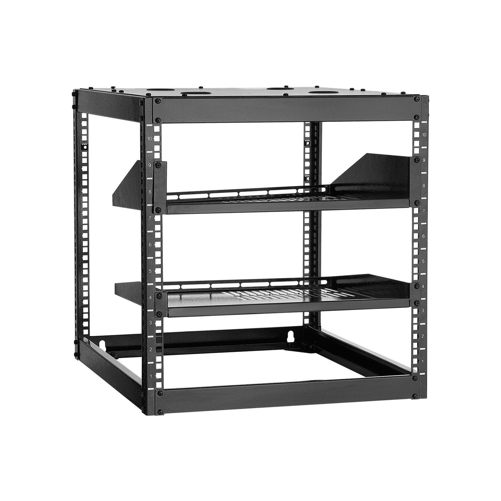 10U 585mm Deep Server Rack Open Frame 4-Post 500lb Weight Limit