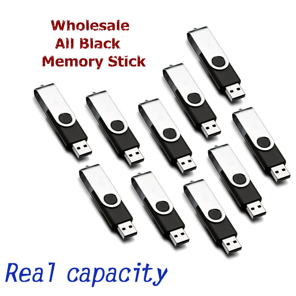 Black, USB Flash Drive Swivel Thumb Data Storage Pen U Disk Memory Stick Mix Lot