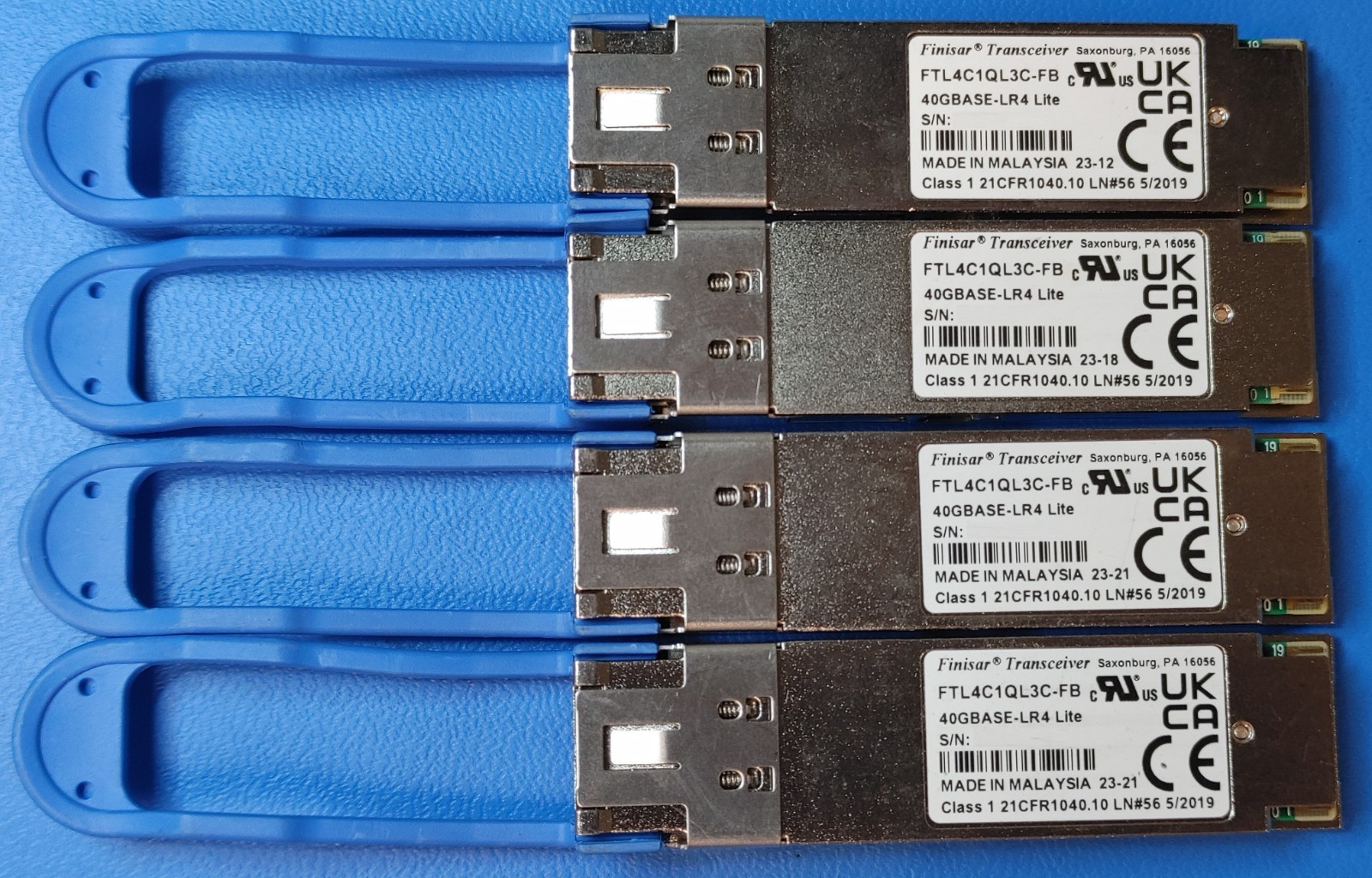 LOT of 4 Finisar FTL4C1QL3C-FB QSFP+ 40GBASE-LR4 Lite L. Temp 1310nm Transceiver