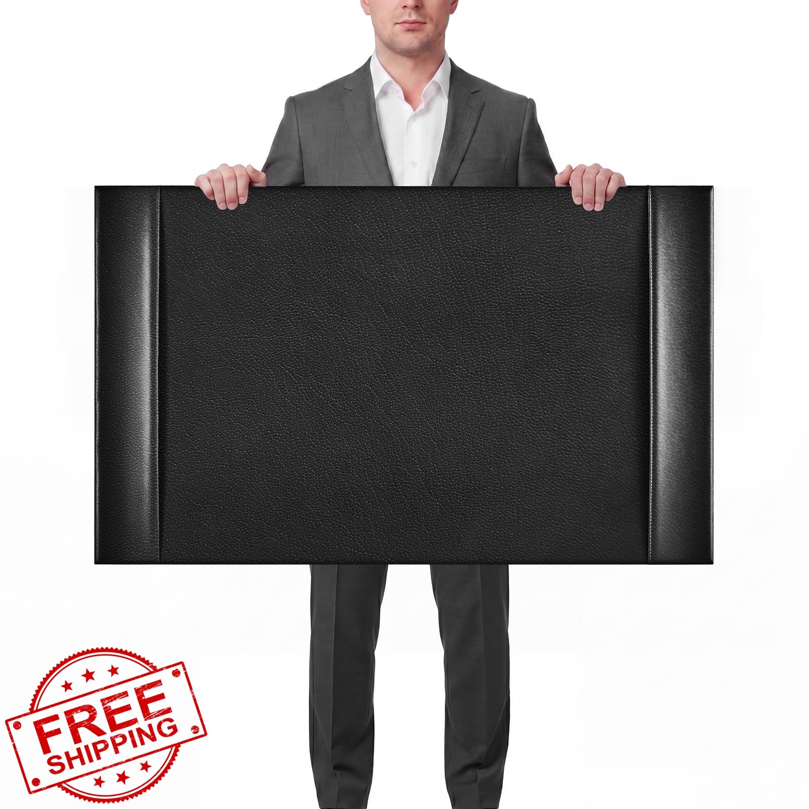 Saysurey Leather Desk Pad Protector with Side Rails, Executive Office Desk Ma...